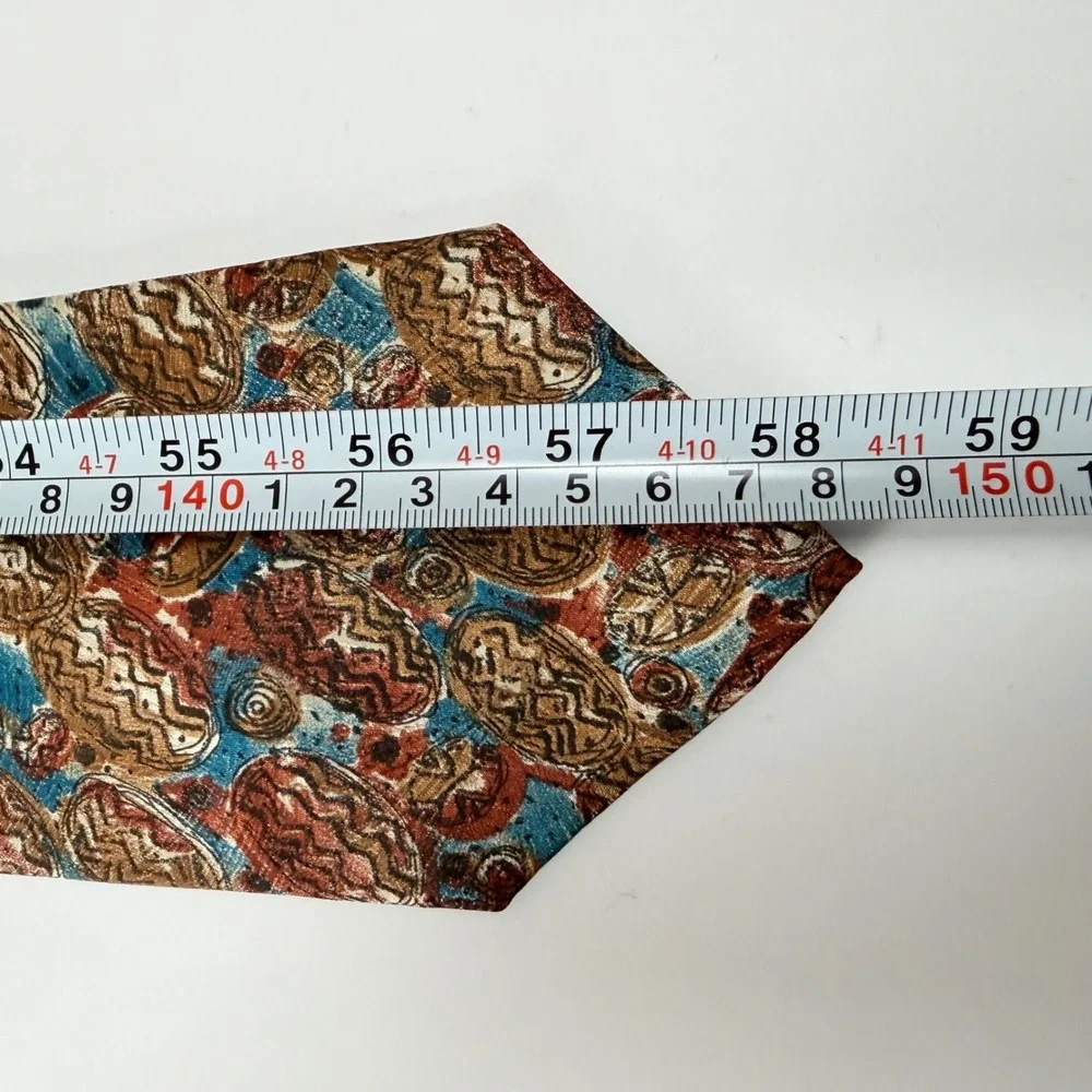 Vintage Saks Fifth Avenue Multicolor Abstract‎ Geometric Silk Tie USA